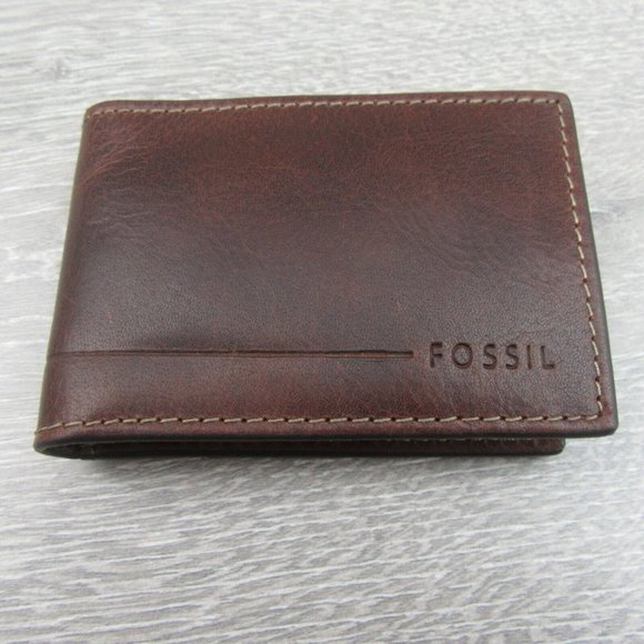 Fossil Allen RFID Magnetic Front Pocket Bifold Moneyclip Mens Wallet Brown NEW - Picture 3 of 11